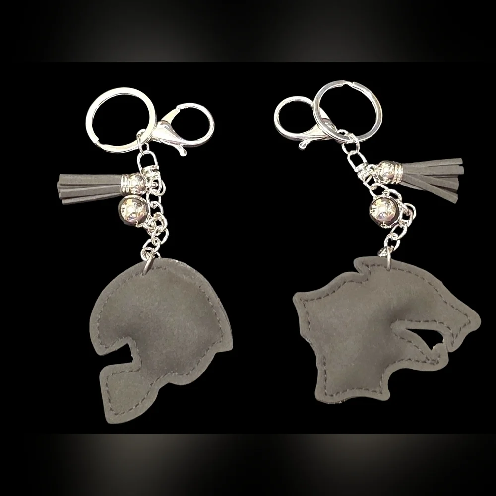 Rhinestone Football Helmet & Cougar Head Keychain Set